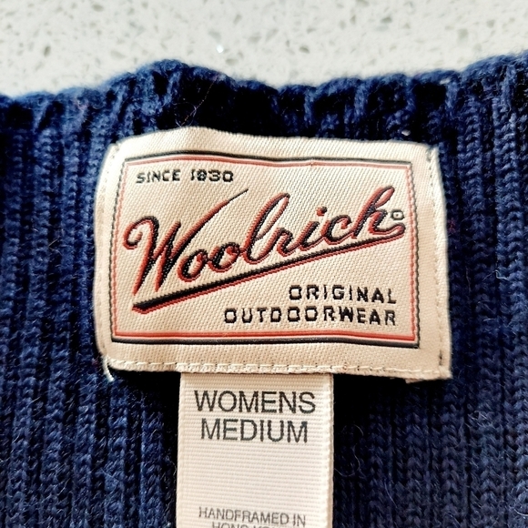 Vintage Woolrich 100% Wool Christmas Sweater Vest Cardigan Patchwork Medium EUC - Picture 11 of 13